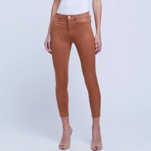 L'AGENCE Margo High Wasted Mocha Brown Coated‎ Jeans, 28 NWOT